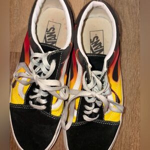 Vans Black and Yellow Flame Sneakers